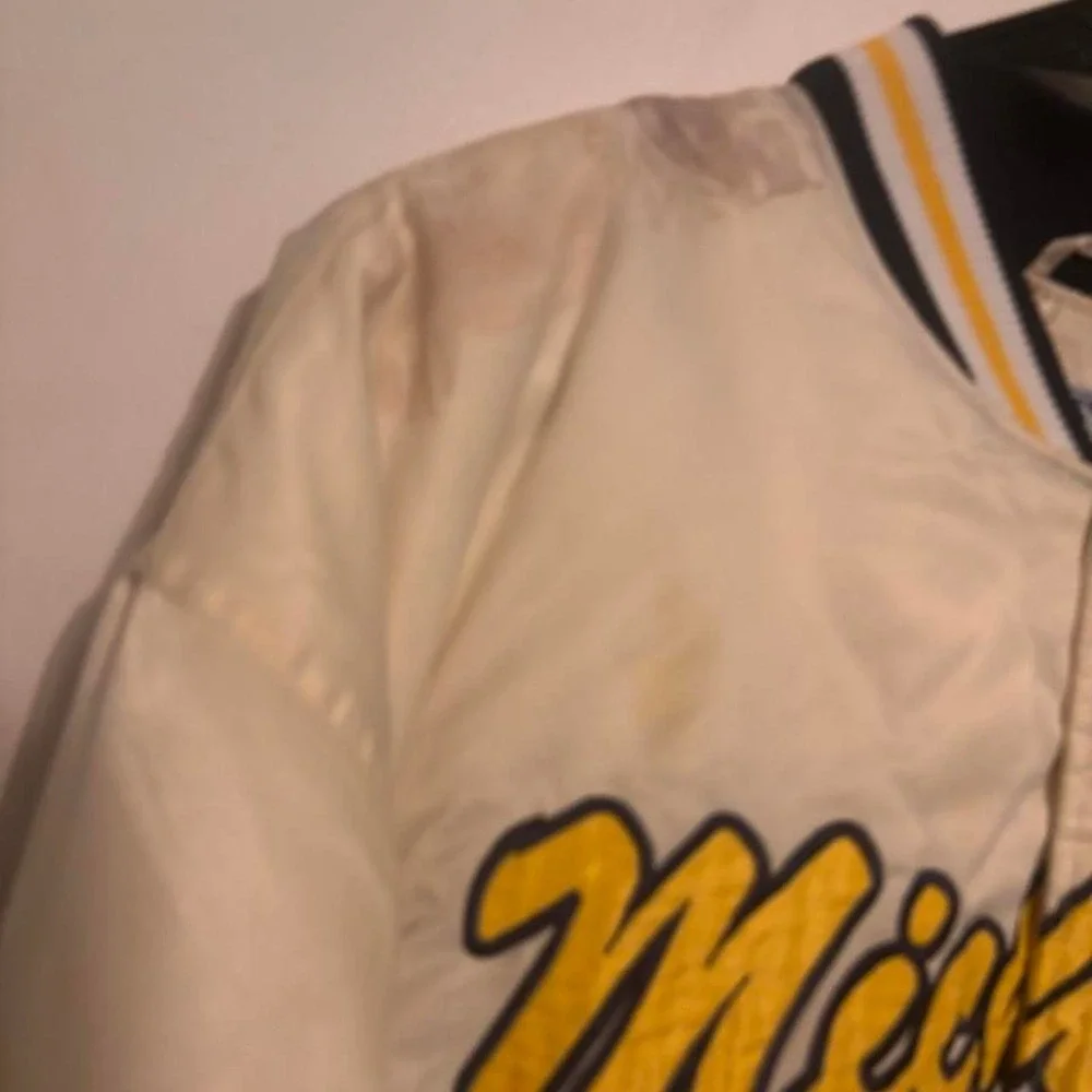 Vintage Michigan Wolverines cream & yellow varsity jacket 'Michigan' size XL